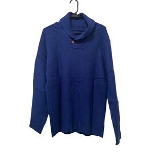 Men's Shawl Collar Knit Ribbed Pullover Sweater Navy NWOT Size L
